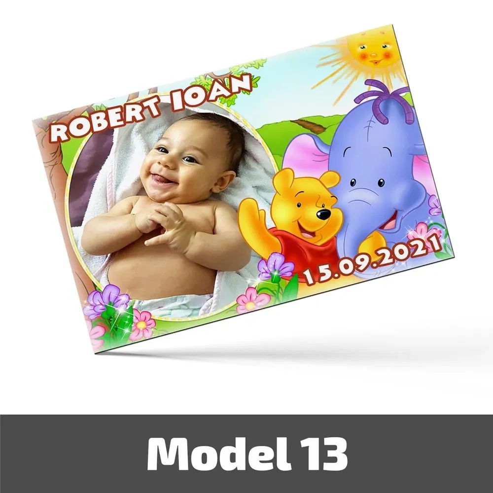 Mărturii Botez Magnetice Cu Poză, Nume Și Dată - Set 10 Buc. - Model 13