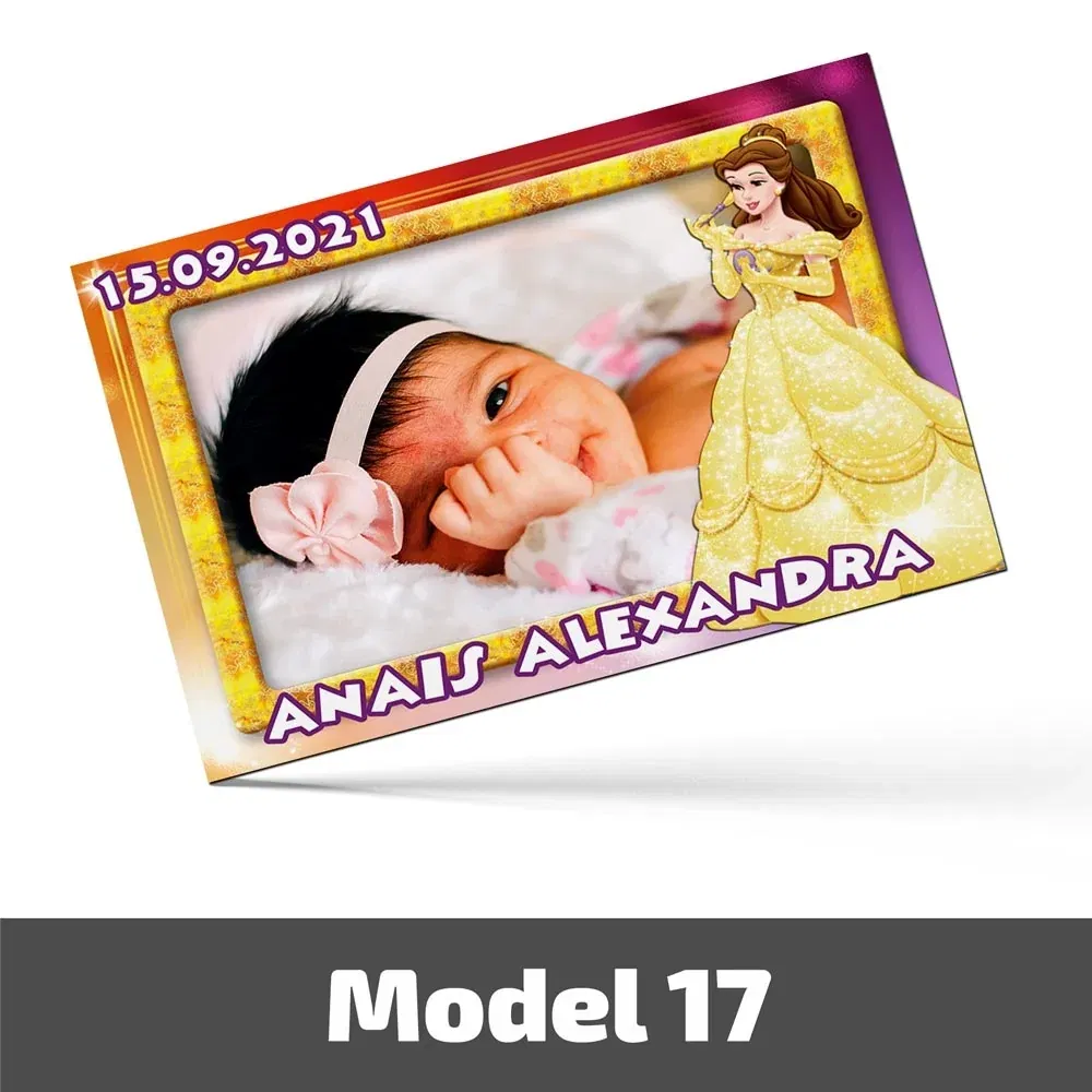 Mărturii Botez Magnetice Cu Poză, Nume Și Dată - Set 10 Buc. - Model 17