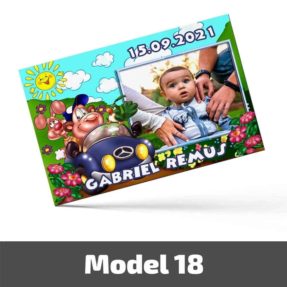 Mărturii Botez Magnetice Cu Poză, Nume Și Dată - Set 10 Buc. - Model 18