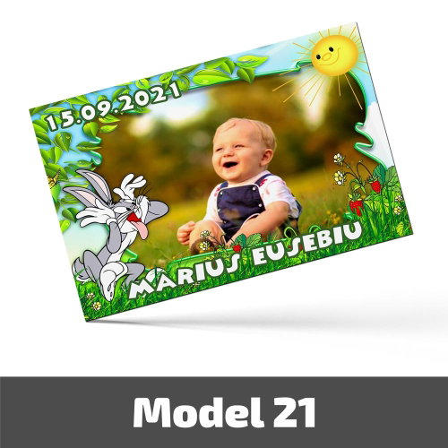 Mărturii Botez Magnetice Cu Poză, Nume Și Dată - Set 10 Buc. - Model 21