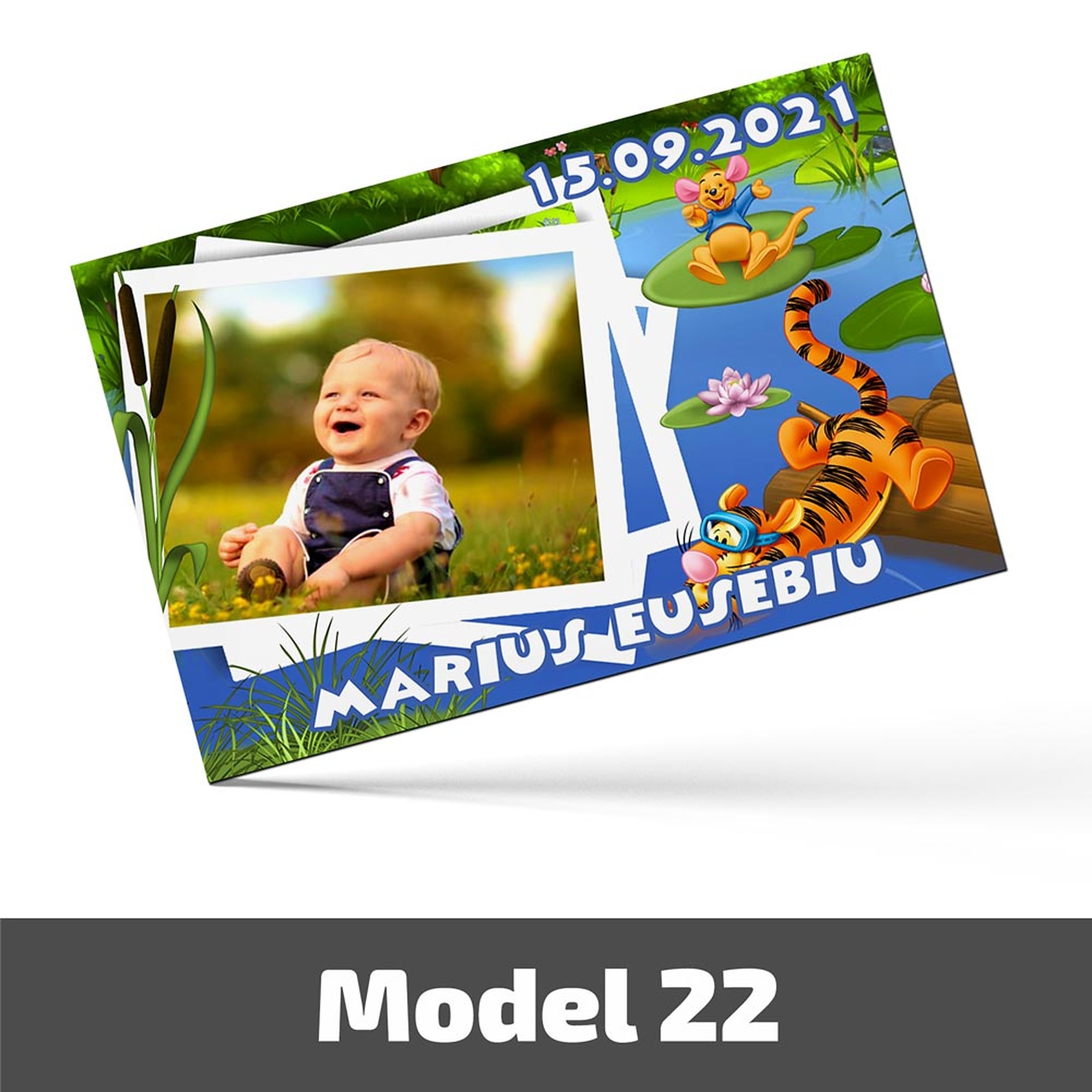 Mărturii Botez Magnetice Cu Poză, Nume Și Dată - Set 10 Buc. - Model 22