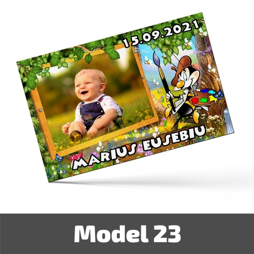 Mărturii Botez Magnetice Cu Poză, Nume Și Dată - Set 10 Buc. - Model 23
