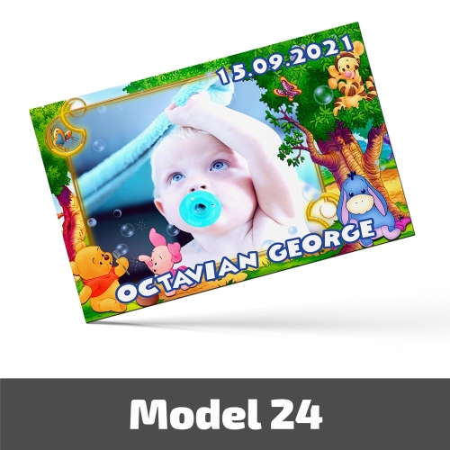 Mărturii Botez Magnetice Cu Poză, Nume Și Dată - Set 10 Buc. - Model 24