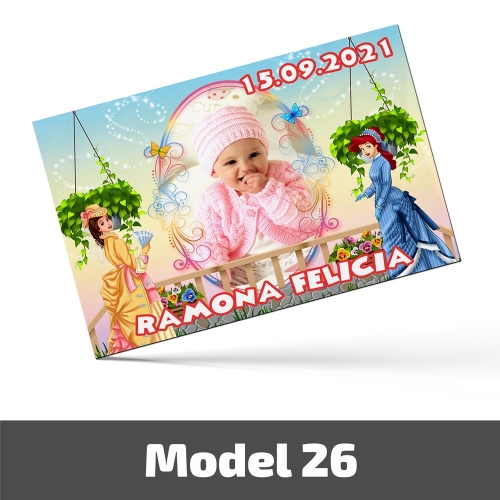 Mărturii Botez Magnetice Cu Poză, Nume Și Dată - Set 10 Buc. - Model 26
