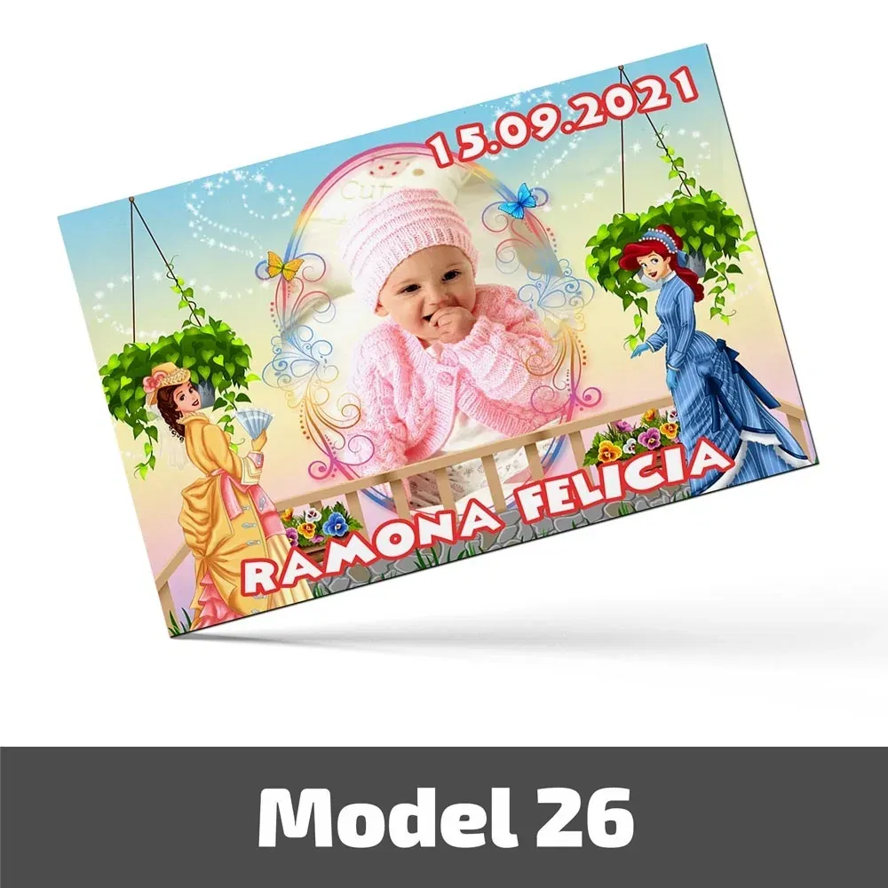 Mărturii Botez Magnetice Cu Poză, Nume Și Dată - Set 10 Buc. - Model 26