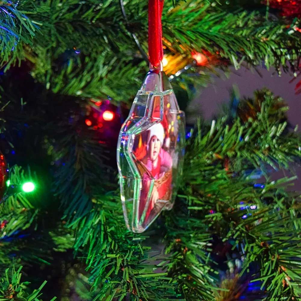 Glob De Crăciun Personalizat - Model Stea Cu Două Poze Față-Verso - Premium