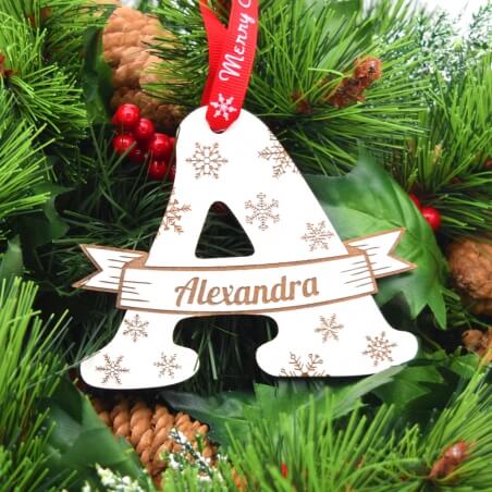 Glob Personalizat Literă Cu Nume - Lemn Alb