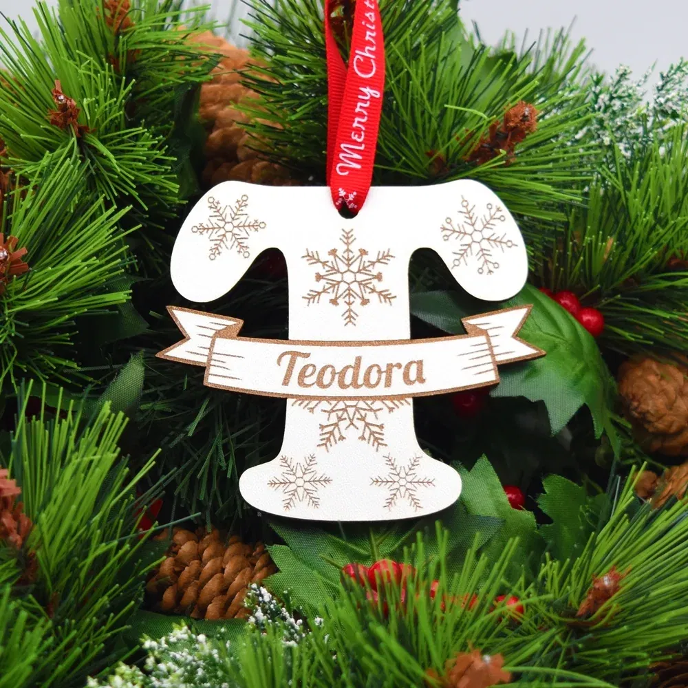 Glob Personalizat Literă Cu Nume - Lemn Alb