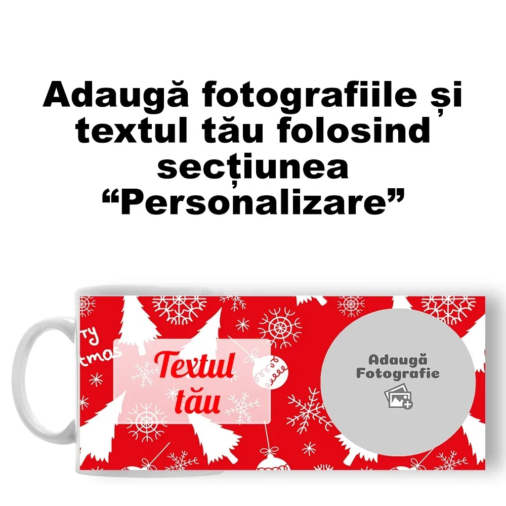 Cană Personalizată - Model "Sărbatori Fericite" Cu O Poză Și Text