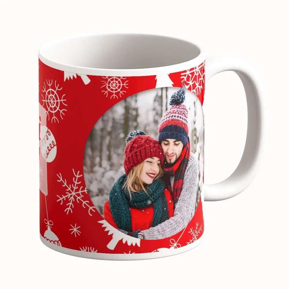 Cană Personalizată - Model "Sărbatori Fericite" Cu O Poză Și Text