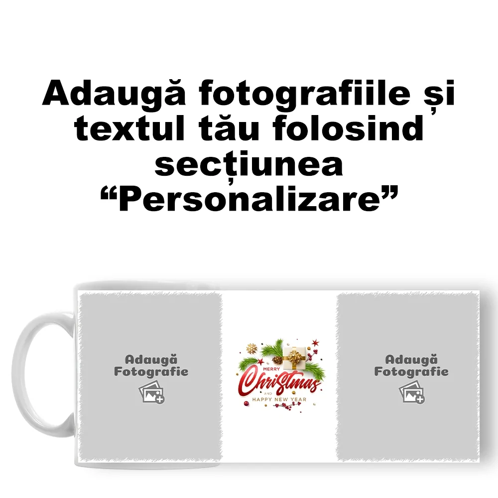 Cană Personalizată - Model "Crăciun Cu Stil" Cu Două Poze