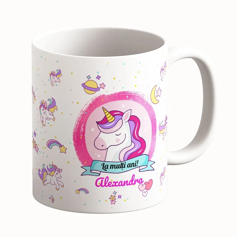 Cană Personalizată - Model "Unicorn" Cu Text Și Nume