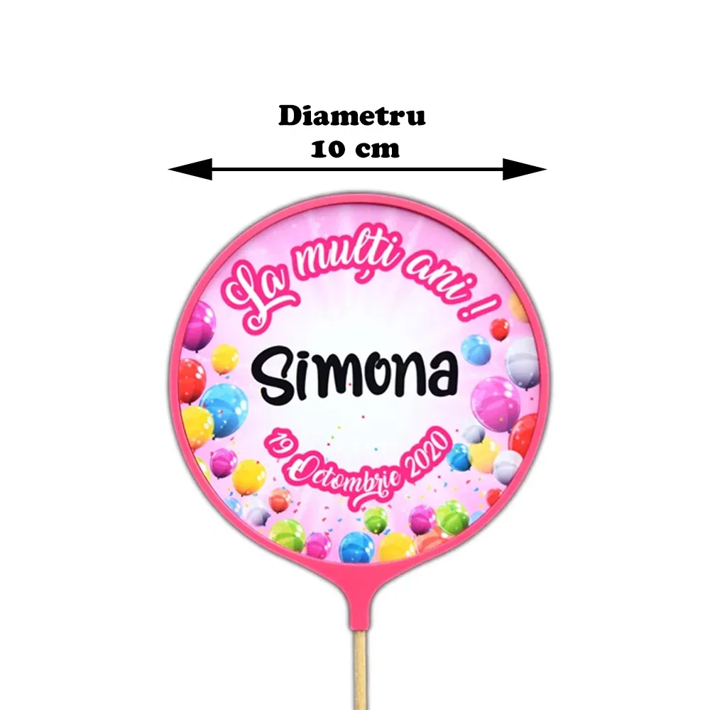 Topper Tort Personalizat Rotund - Diferite Culori - Cu Nume Și Dată Topper Tort Personalizat Rotund - Diferite Culori - Cu Nume Și Dată