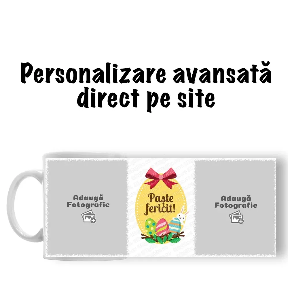 Cană Personalizată - Model "Golden Egg 2" Cu Două Poze