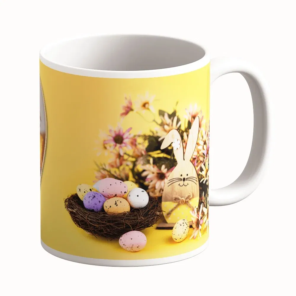 Cană Personalizată - Model "Yellow Easter" Cu O Poză