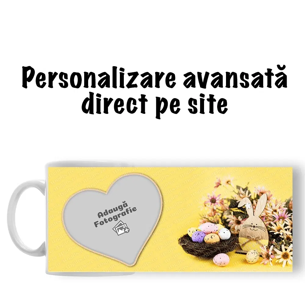 Cană Personalizată - Model "Yellow Easter" Cu O Poză