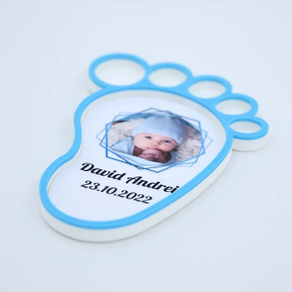 Mărturii Botez Magnetice 3D - Picioruș Baiețel - Set 10 Buc.