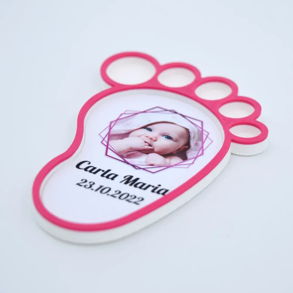 Mărturii Botez Magnetice 3D - Picioruș Fetiță - Set 10 Buc.