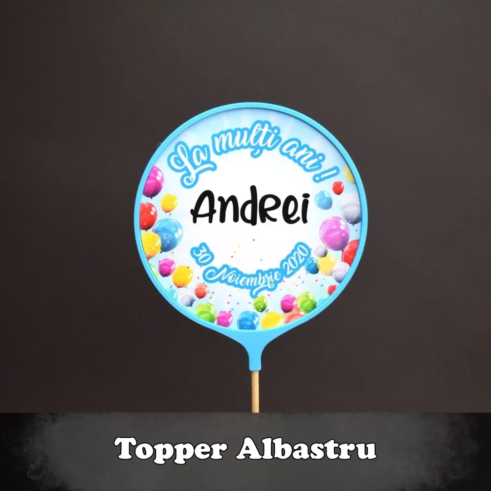 Topper Tort Personalizat Rotund - Diferite Culori - Cu Nume Și Dată Topper Tort Personalizat Rotund - Diferite Culori - Cu Nume Și Dată