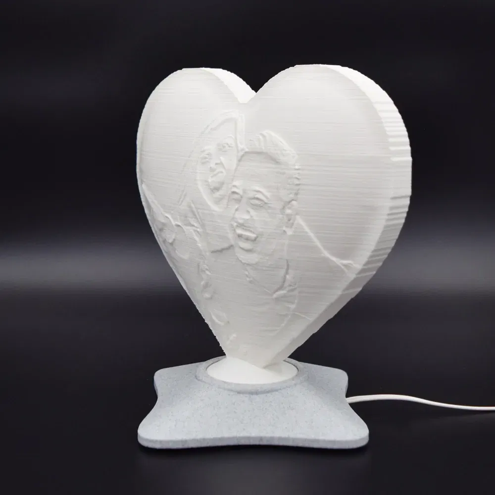 Lampă Luna 3D Personalizată - Inimioară Cu Text Și Poză