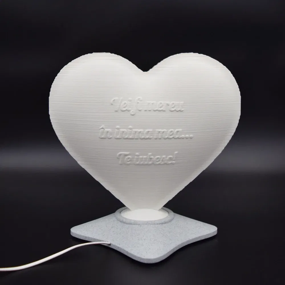 Lampă Luna 3D Personalizată - Inimioară Cu Text Și Poză