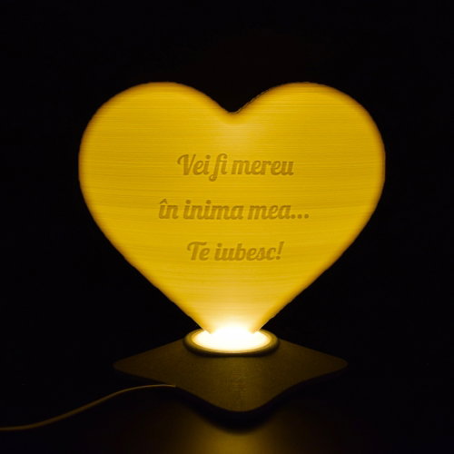 Lampă Luna 3D Personalizată - Inimioară Cu Text Și Poză