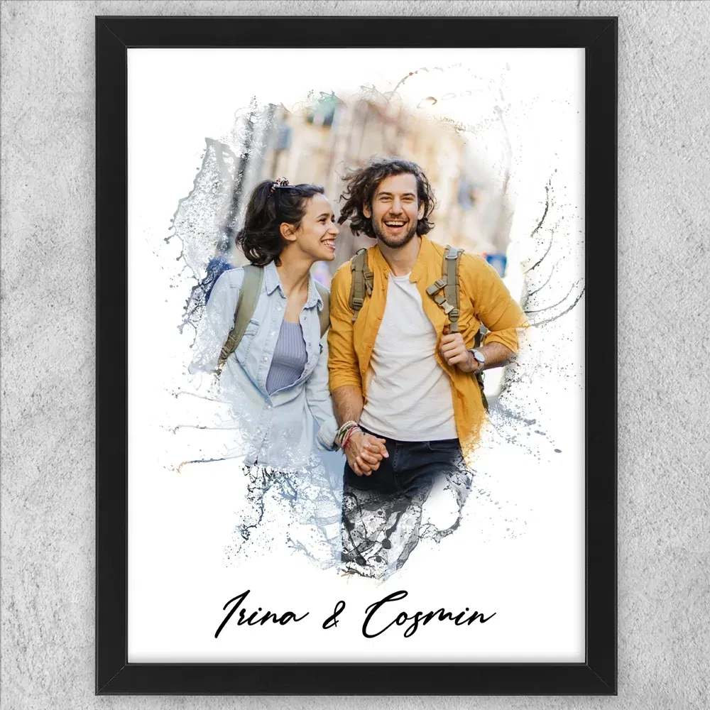 Tablou Personalizat Watercolor - O Poză Și Text "Droplet"