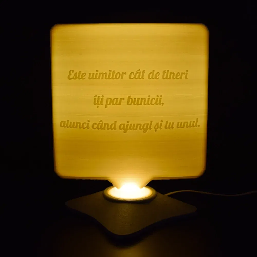Lampă Luna 3D Personalizată - Square Cu Text Și Poză