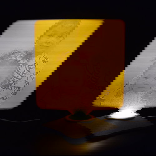 Lampă Luna 3D Personalizată - Square Cu Text Și Poză