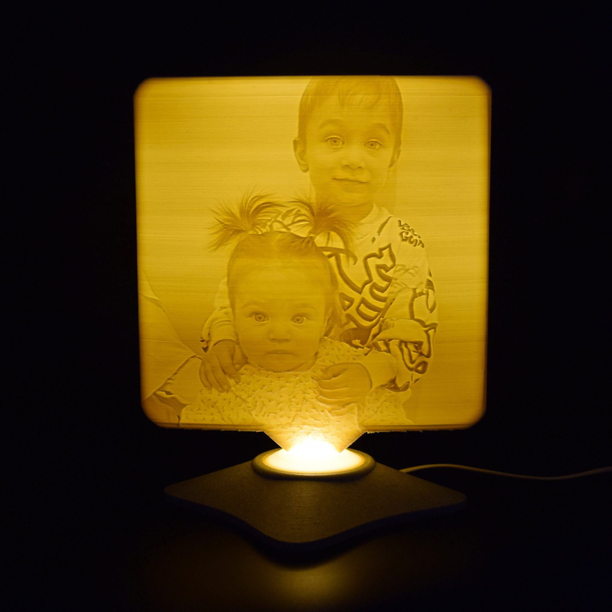 Lampă Luna 3D Personalizată - Square Cu Text Și Poză