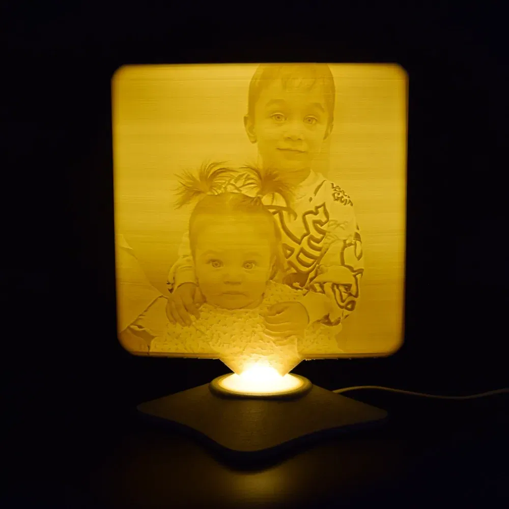Lampă Luna 3D Personalizată - Square Cu Text Și Poză