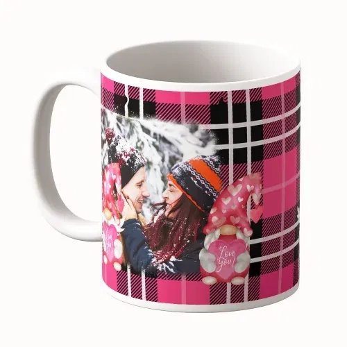 Cană Personalizată - Model "Pink Gnom" Cu Două Poze