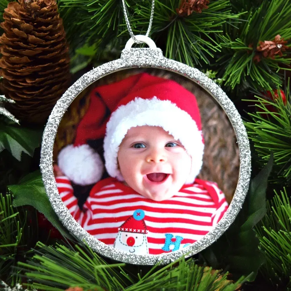 Glob Personalizat 3D - XL Rotund Cu O Poză Mare - Argintiu