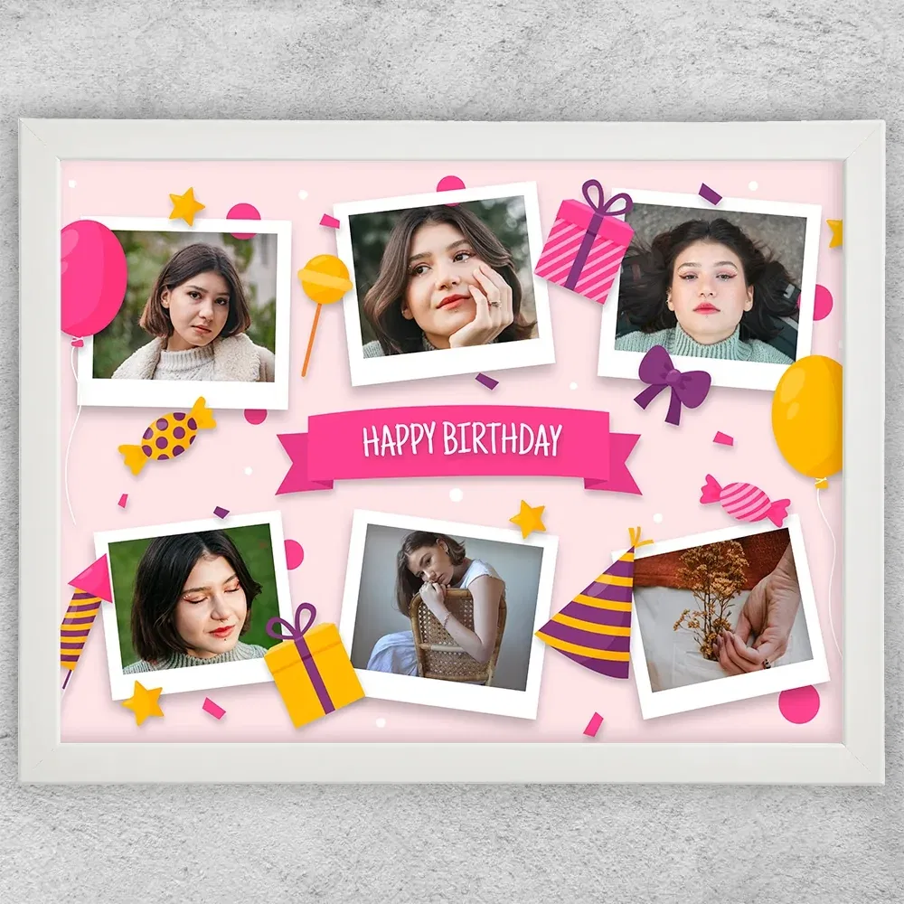 Tablou Personalizat 6 Poze - Happy Birthday Tablou Personalizat 6 Poze - Happy Birthday