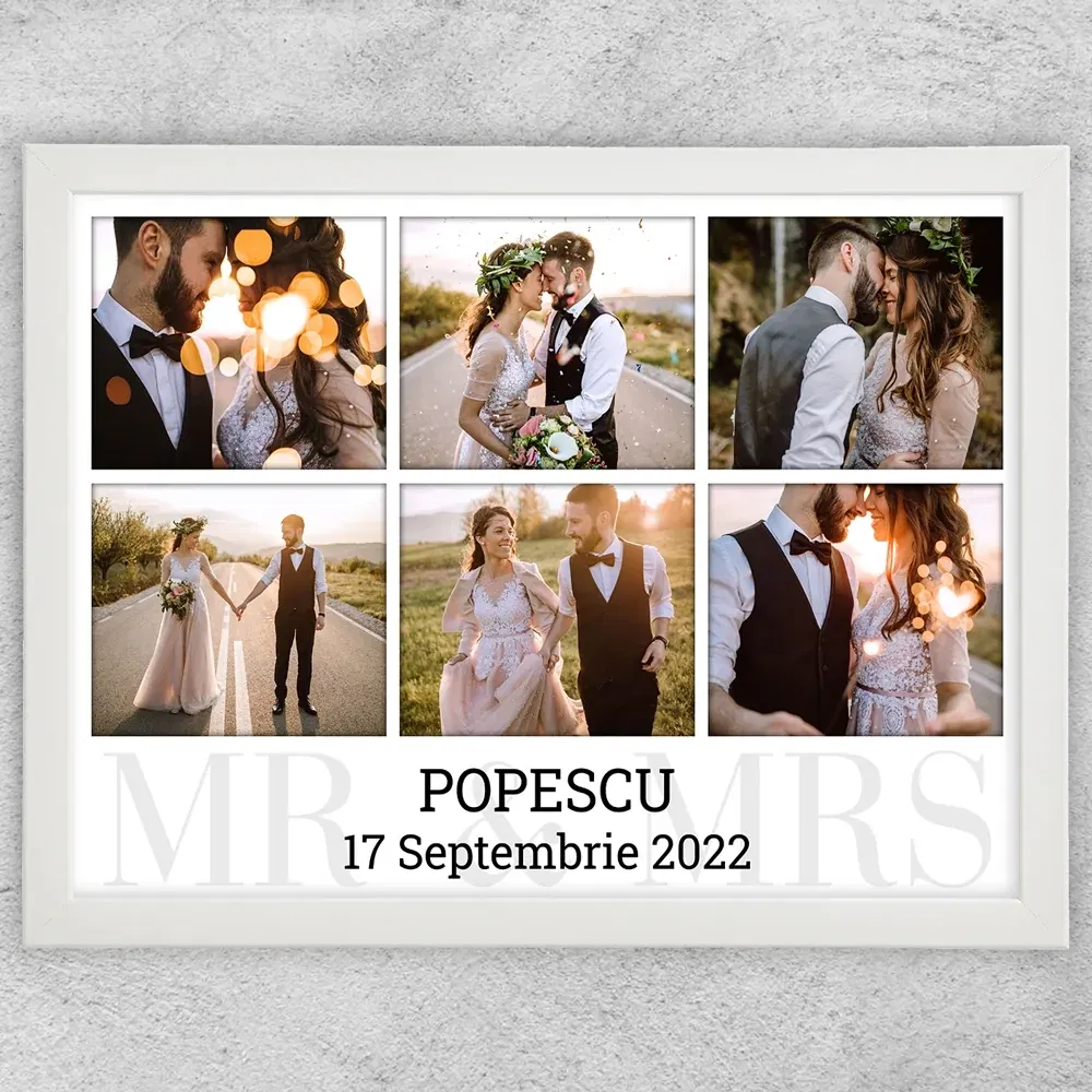 Tablou Personalizat Cu 6 Poze Și Text - MR&MRS