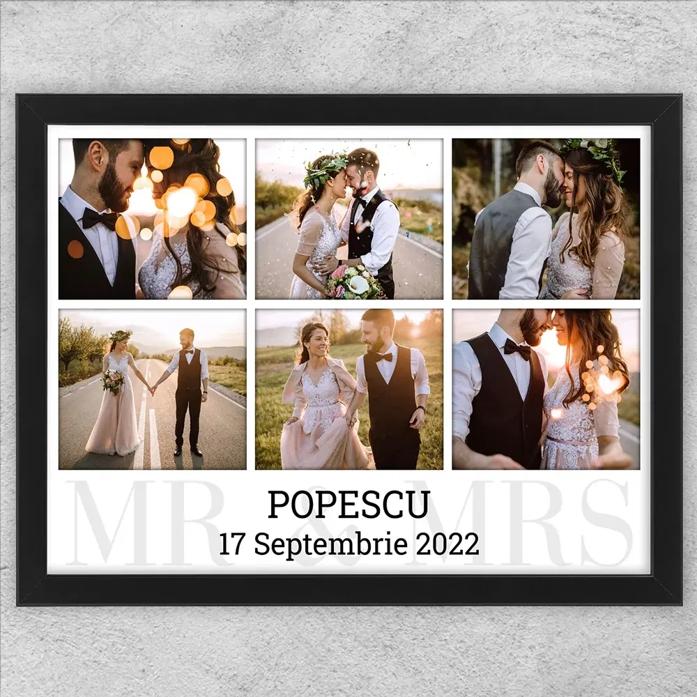 Tablou Personalizat Cu 6 Poze Și Text - MR&MRS