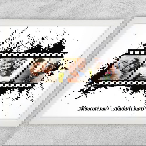 Tablou Personalizat Cu 3 Poze Cu Text - Rolă Film