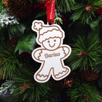 Glob Personalizat Cu Nume - Gingerbread Băiat - Lemn Alb