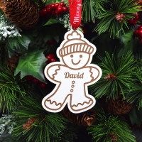 Glob Personalizat Cu Nume - Gingerbread Băiat 3 - Lemn Alb