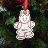 Glob Personalizat Cu Nume - Gingerbread Fată 2 - Lemn Alb