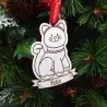 Glob Personalizat Cu Nume - Gingerbread Pisică - Lemn Alb