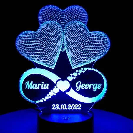 Lampă LED 3D Personalizată - Infinit Cu Două Nume Și Text Lampă LED 3D Personalizată - Infinit Cu Două Nume Și Text