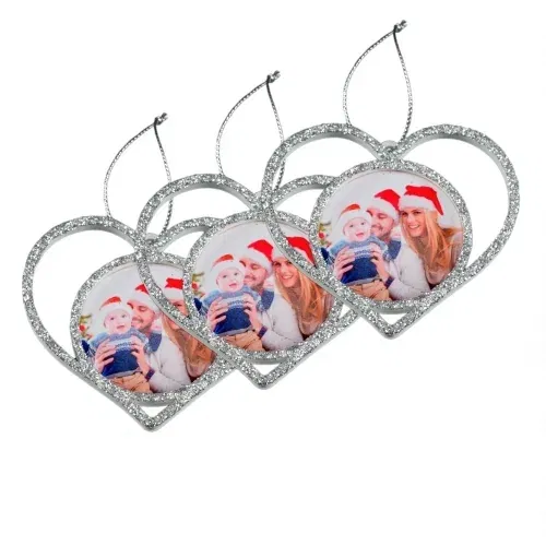 Set 3 x Globuri Personalizate 3D - Model “Inimă”, Argintiu