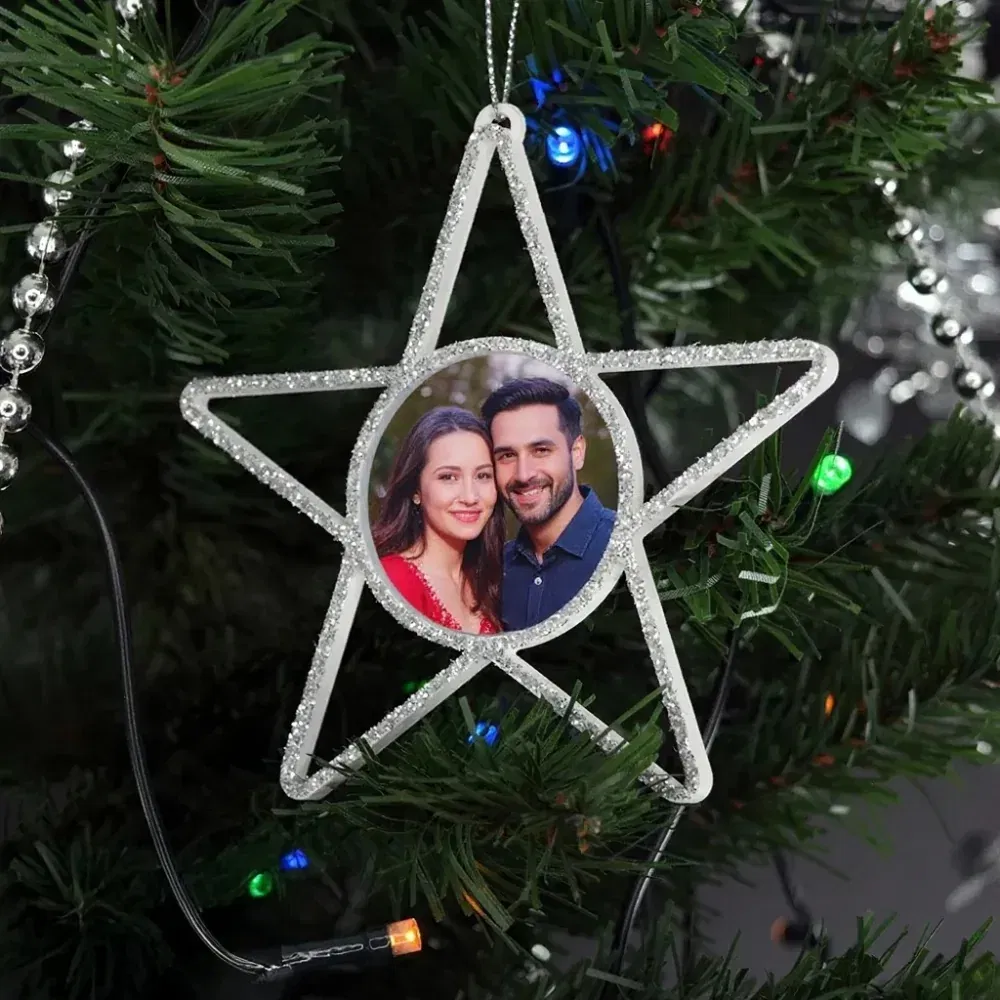 Set 6 x Globuri Personalizate 3D - Model “Stea”, Argintiu