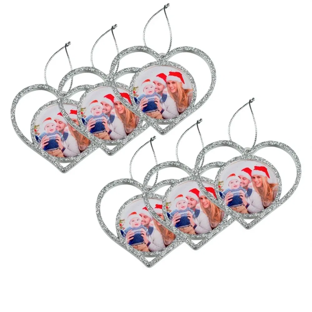 Set 6 x Globuri Personalizate 3D - Model “Inimă”, Argintiu