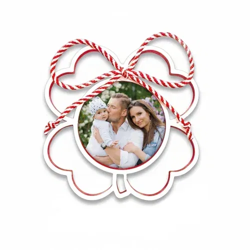 Mărțișor Personalizat 3D Magnetic - Trifoi Cu Fotografie