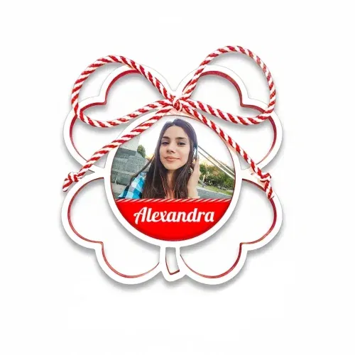 Mărțișor Personalizat 3D Magnetic - Trifoi Cu Poză, Nume Sau Text