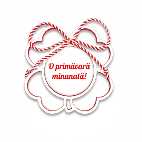 Mărțișor Personalizat 3D Magnetic - Trifoi Cu Text