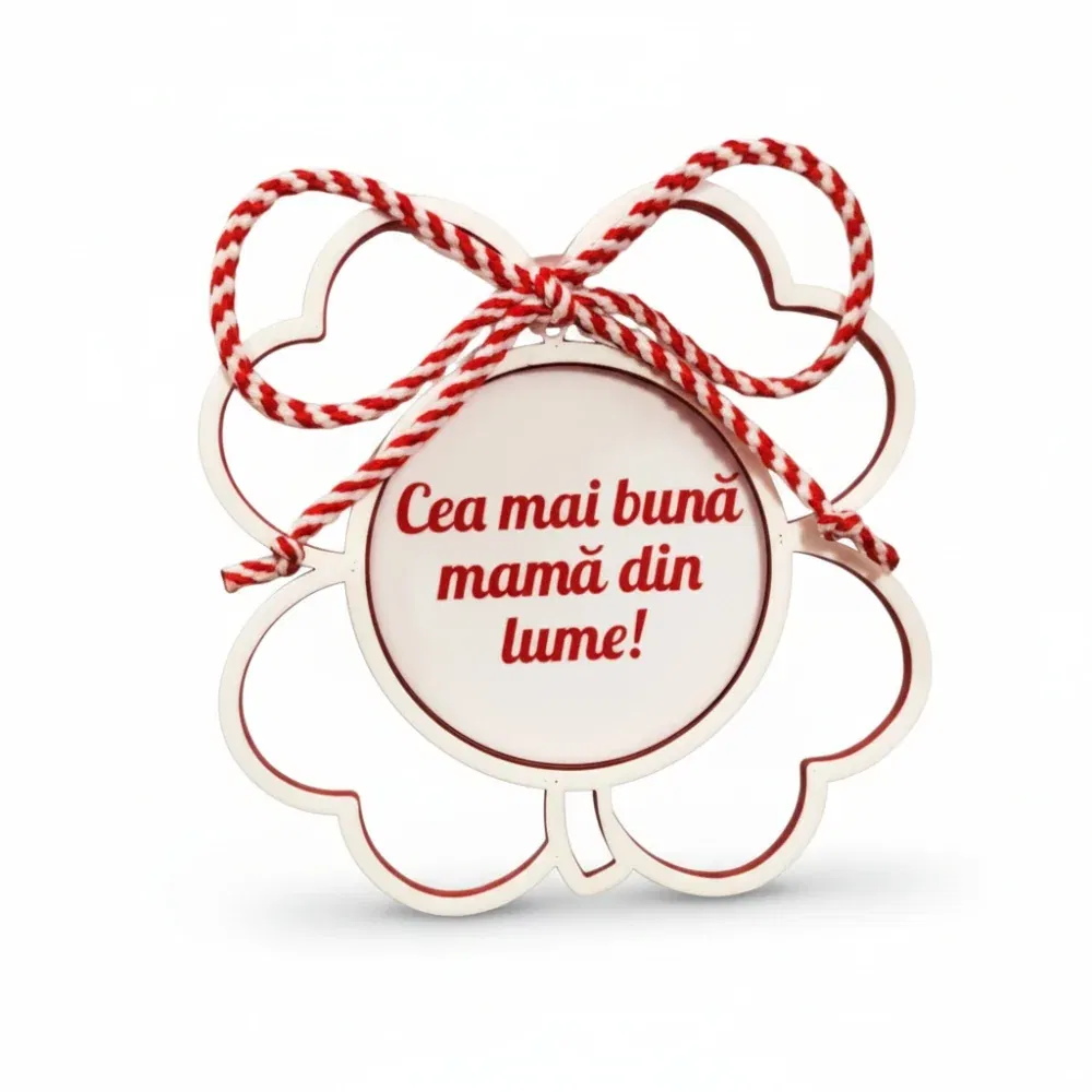 Mărțișor Personalizat 3D Magnetic - Trifoi Cu Text Mărțișor Personalizat 3D Magnetic - Trifoi Cu Text