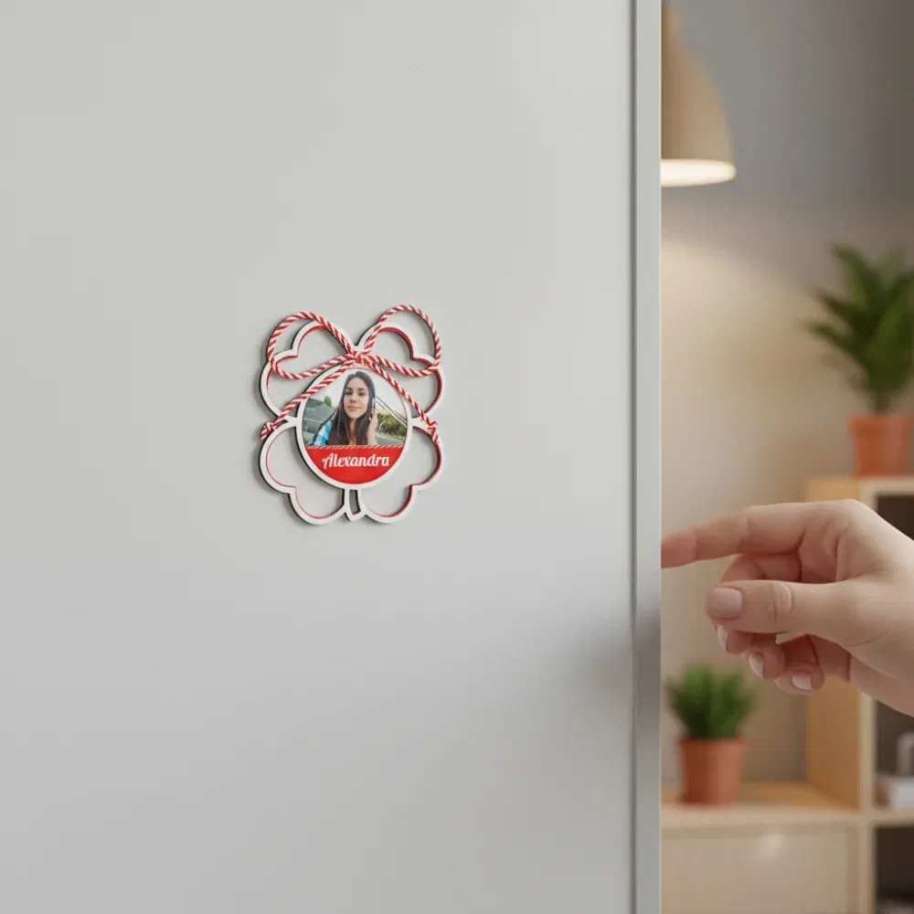 Mărțișor Personalizat 3D Magnetic - Trifoi Cu Poză, Nume Sau Text Mărțișor Personalizat 3D Magnetic - Trifoi Cu Poză, Nume Sau Text